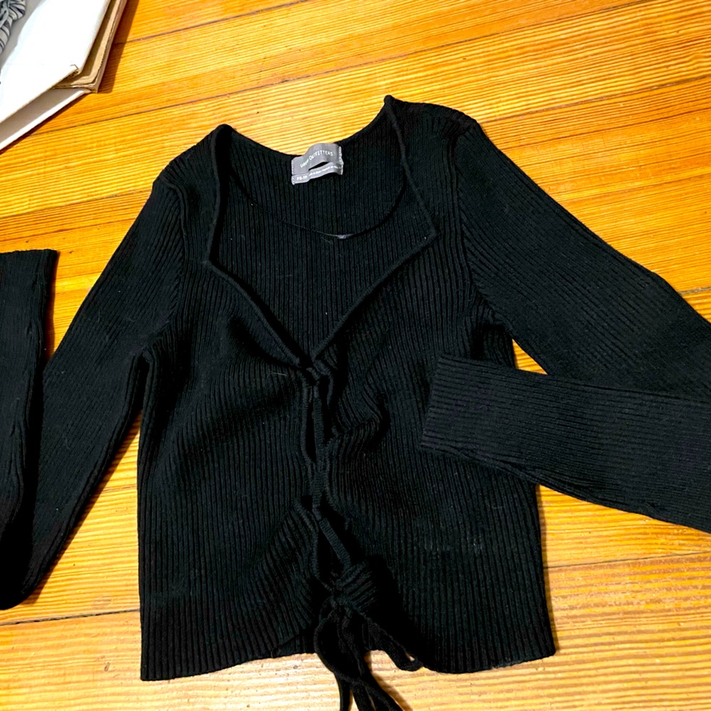 Urban Outfitters XS Black Knit Sweater Lace Up Front